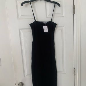 Black cami ribbed midi dress